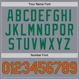 Custom Gray Orange-Kelly Green Bomber Full-Snap Varsity Letterman Two Tone Hoodie Jacket