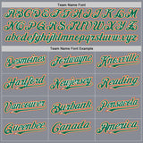 Custom Gray Kelly Green-Orange Bomber Full-Snap Varsity Letterman Two Tone Hoodie Jacket