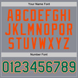 Custom Gray Kelly Green-Orange Bomber Full-Snap Varsity Letterman Two Tone Hoodie Jacket