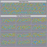Custom Gray Powder Blue Gold-Navy Bomber Full-Snap Varsity Letterman Two Tone Hoodie Jacket