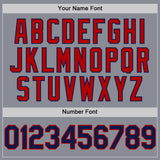 Custom Gray Navy-Red Bomber Full-Snap Varsity Letterman Two Tone Hoodie Jacket