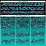 Custom Black Aqua-Pink Gradient Square Shape 3D Pattern Design Bomber Full-Snap Varsity Letterman Hoodie Jacket