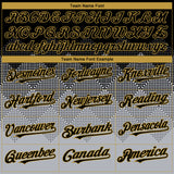 Custom Black Gray-Old Gold Gradient Square Shape 3D Pattern Design Bomber Full-Snap Varsity Letterman Hoodie Jacket