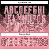 Custom Black Medium Pink-White Gradient Square Shape 3D Pattern Design Bomber Full-Snap Varsity Letterman Hoodie Jacket