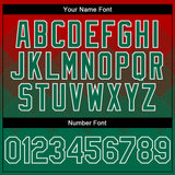 Custom Red Kelly Green-White Gradient Square Shape 3D Pattern Design Bomber Full-Snap Varsity Letterman Hoodie Jacket