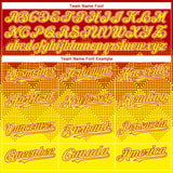 Custom Red Light Yellow-White Gradient Square Shape 3D Pattern Design Bomber Full-Snap Varsity Letterman Hoodie Jacket