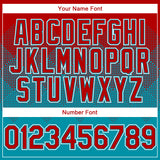 Custom Red Teal-White Gradient Square Shape 3D Pattern Design Bomber Full-Snap Varsity Letterman Hoodie Jacket