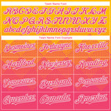 Custom Gold Neon Pink-White Gradient Square Shape 3D Pattern Design Bomber Full-Snap Varsity Letterman Hoodie Jacket