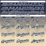 Custom Navy Cream-White Gradient Square Shape 3D Pattern Design Bomber Full-Snap Varsity Letterman Hoodie Jacket