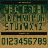 Custom Green Old Gold-Black Gradient Square Shape 3D Pattern Design Bomber Full-Snap Varsity Letterman Hoodie Jacket