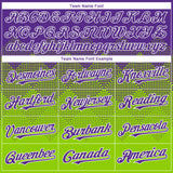 Custom Purple Neon Green-White Gradient Square Shape 3D Pattern Design Bomber Full-Snap Varsity Letterman Hoodie Jacket