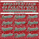 Custom Red Kelly Green-White Christmas 3D Bomber Full-Snap Varsity Letterman Jacket