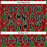 Custom Red Black-Kelly Green Christmas 3D Bomber Full-Snap Varsity Letterman Jacket