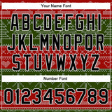 Custom Red Black-Green Christmas 3D Bomber Full-Snap Varsity Letterman Jacket