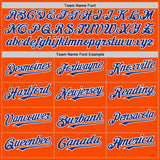 Custom Orange Royal-White Bomber Full-Snap Varsity Letterman Hoodie Jacket