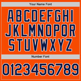 Custom Orange Navy-White Bomber Full-Snap Varsity Letterman Hoodie Jacket