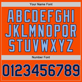 Custom Orange Navy-Light Blue Bomber Full-Snap Varsity Letterman Hoodie Jacket