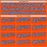 Custom Orange Light Blue-Navy Bomber Full-Snap Varsity Letterman Two Tone Hoodie Jacket