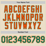 Custom Cream Kelly Green Orange-White Bomber Full-Snap Varsity Letterman Two Tone Hoodie Jacket