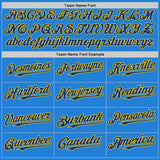 Custom Powder Blue Royal-Yellow Bomber Full-Snap Varsity Letterman Hoodie Jacket