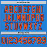 Custom Powder Blue Orange-Royal Bomber Full-Snap Varsity Letterman Hoodie Jacket