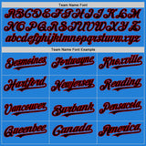 Custom Powder Blue Black-Red Bomber Full-Snap Varsity Letterman Two Tone Hoodie Jacket