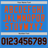 Custom Powder Blue Black-Orange Bomber Full-Snap Varsity Letterman Two Tone Hoodie Jacket