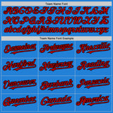 Custom Powder Blue Red-Black Bomber Full-Snap Varsity Letterman Two Tone Hoodie Jacket