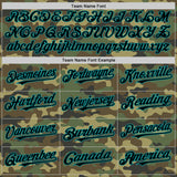 Custom Camo Black-Teal Bomber Full-Snap Varsity Letterman Salute To Service Hoodie Jacket