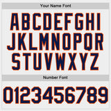 Custom White Navy-Orange Bomber Full-Snap Varsity Letterman Hoodie Jacket