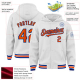 Custom White Orange-Royal Bomber Full-Snap Varsity Letterman Hoodie Jacket
