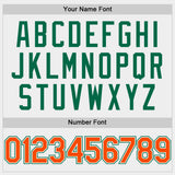 Custom White Orange-Kelly Green Bomber Full-Snap Varsity Letterman Hoodie Jacket