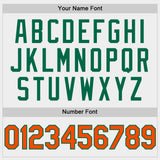 Custom White Orange-Kelly Green Bomber Full-Snap Varsity Letterman Two Tone Hoodie Jacket
