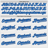 Custom White Powder Blue-Navy Bomber Full-Snap Varsity Letterman Two Tone Hoodie Jacket