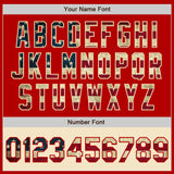 Custom Red Vintage USA Flag-Cream Bomber Varsity Letterman Two Tone Zipper Jacket