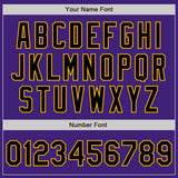 Custom Purple Black-Gold Bomber Varsity Letterman Zipper Jacket
