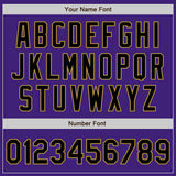 Custom Purple Black-Old Gold Bomber Varsity Letterman Zipper Jacket