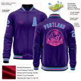 Custom Purple Sky Blue Pink-Black Bomber Varsity Letterman Zipper Jacket
