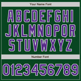 Custom Green Purple-White Bomber Varsity Letterman Zipper Jacket
