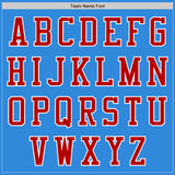 Custom Powder Blue White-Red Bomber Varsity Letterman Two Tone Zipper Jacket