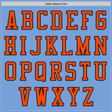 Custom Light Blue Orange-Black Bomber Varsity Letterman Zipper Jacket