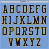 Custom Light Blue Gold-Navy Bomber Varsity Letterman Two Tone Zipper Jacket