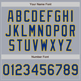 Custom Gray Royal-Yellow Bomber Varsity Letterman Zipper Jacket