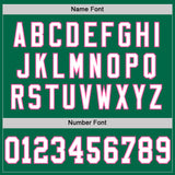 Custom Kelly Green White-Pink Mesh Authentic Throwback Football Jersey