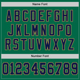 Custom Kelly Green Navy-Old Gold Mesh Authentic Throwback Football Jersey