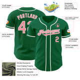 Custom Kelly Green Medium Pink-White Authentic Baseball Jersey