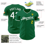 Custom Kelly Green White-Yellow Authentic Baseball Jersey