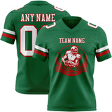 Custom Kelly Green White-Red Mesh Authentic Football Jersey