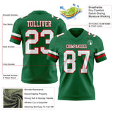 Custom Kelly Green White-Red Mesh Authentic Football Jersey