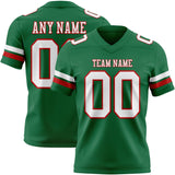 Custom Kelly Green White-Red Mesh Authentic Football Jersey